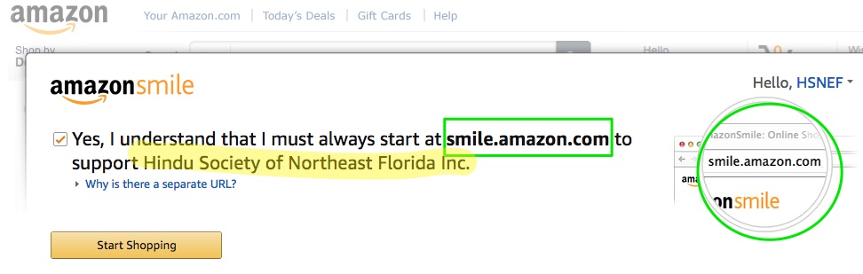Amazon Smile | Select Hindu Society of Northeast Florida Inc.