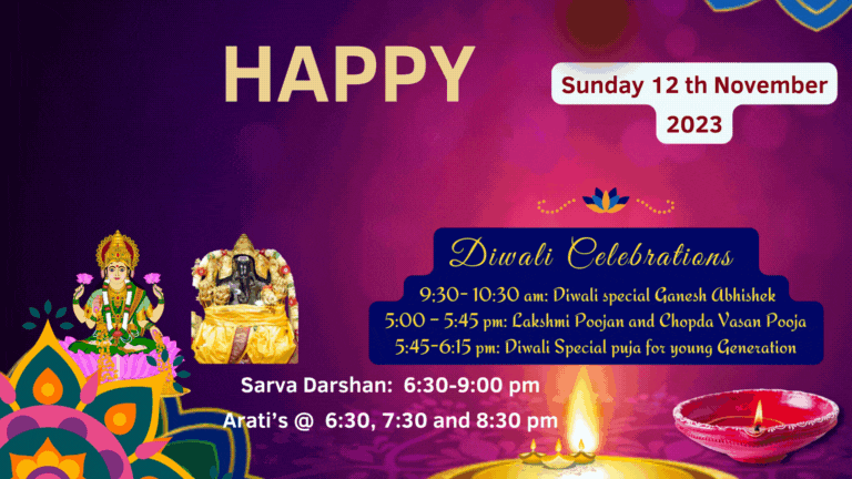 Diwali Celebrations 9;30- 10:30 am: Diwali special Ganesh Abhishek 5:00 – 5:45 pm: Lakshmi Poojan and Chopda Vasan Pooja 5:45-6:15 pm: Diwali Special puja for young Generation HAPPY Diwali Sunday 12 th November 2023 Sarva Darshan: 6:30-9:00 pm Arati’s @ 6:30, 7:30 and 8:30 pm Annakoot 6:30 to 7:30pm Annakoot Govardhan Puja Prashad and Bhog Samarpan 7:30-8:00 pm Monday, 13 th November 2023 Mahotsav Hindu Society of Northeast Florida નૂતન વર્ષાભિનંદન Vikram Samvat 2080 welcoming Annakoot Govardhan Puja Arati followed by Grand Dinner Prashad for Community