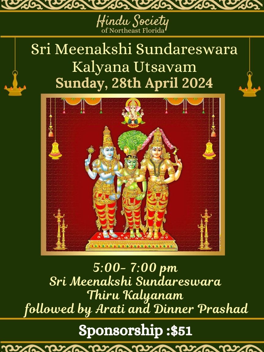 Meenakshi Sundareswara Thiru Kalyana Utsavam on Sunday April 28th 2024